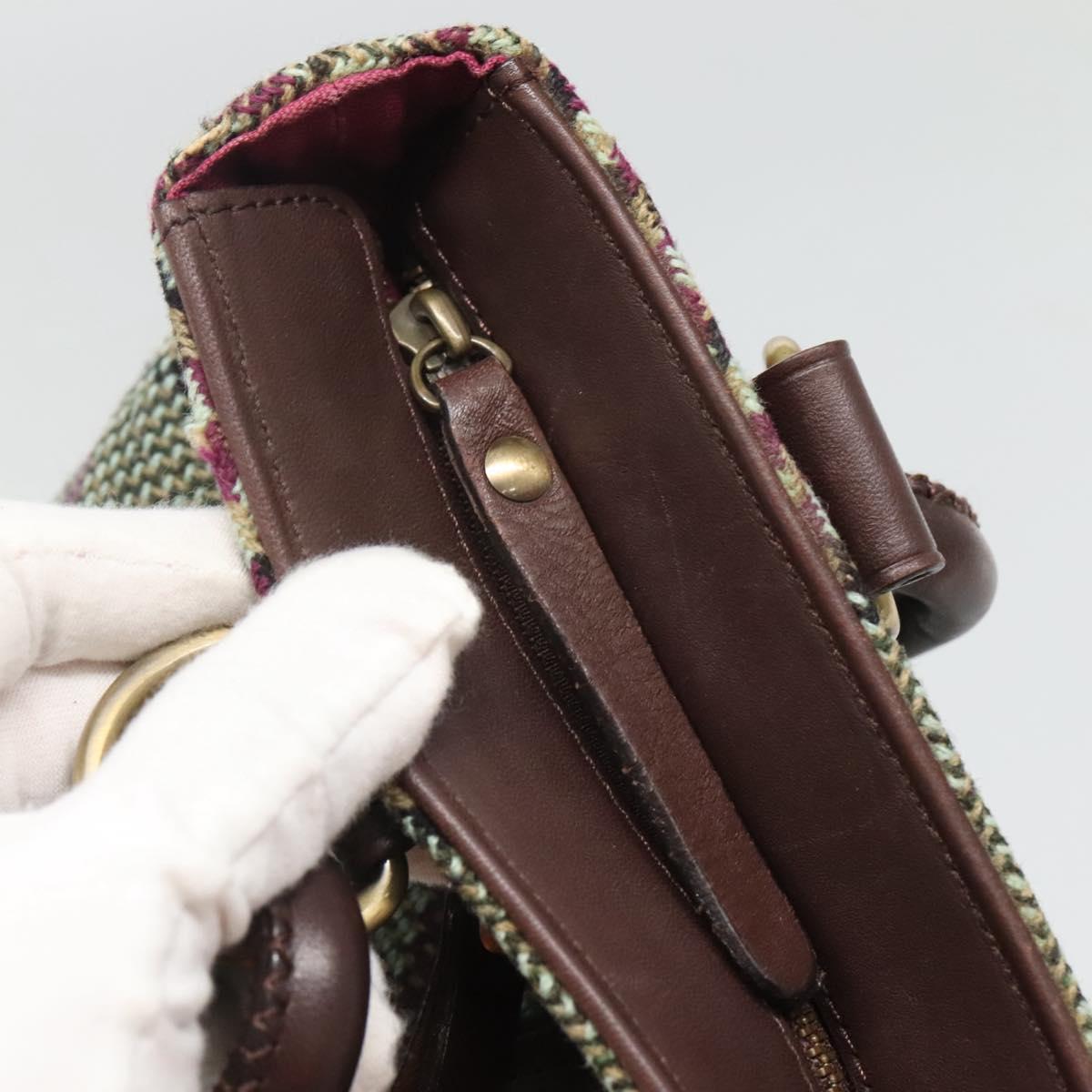 BURBERRY Nova Check Tote Bag Wool Green Gold Auth 116544