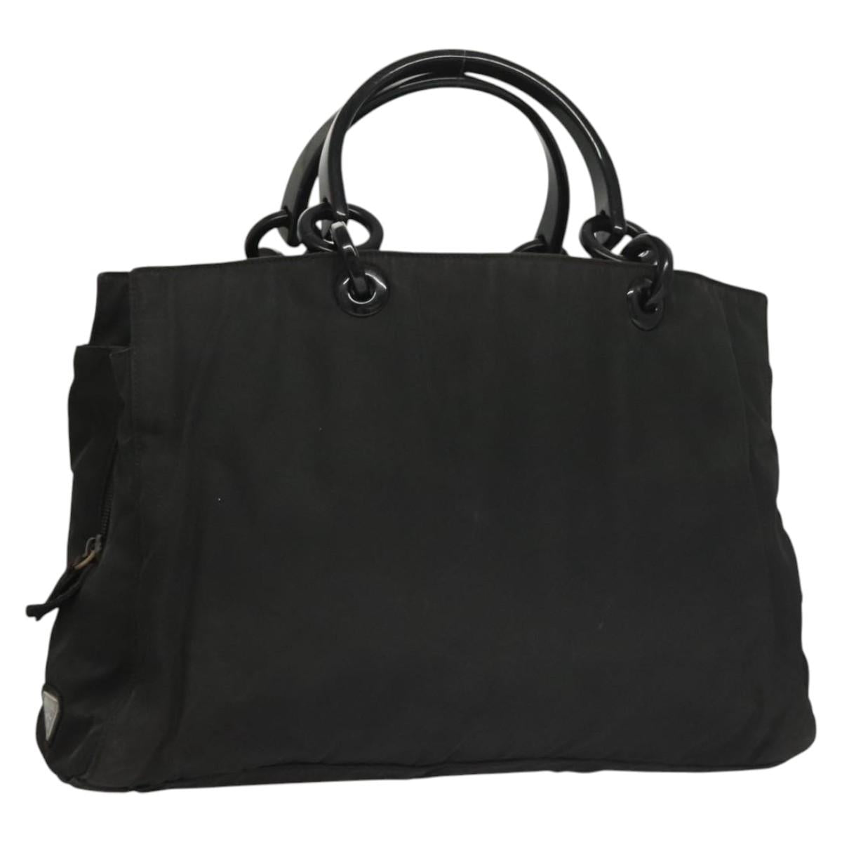 PRADA Hand Bag Nylon Black Silver Auth 116545