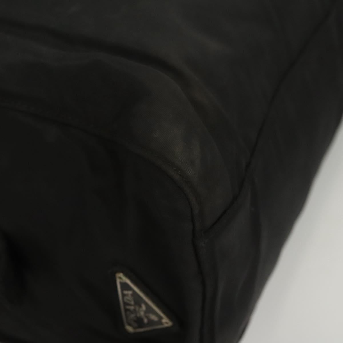 PRADA Hand Bag Nylon Black Silver Auth 116545