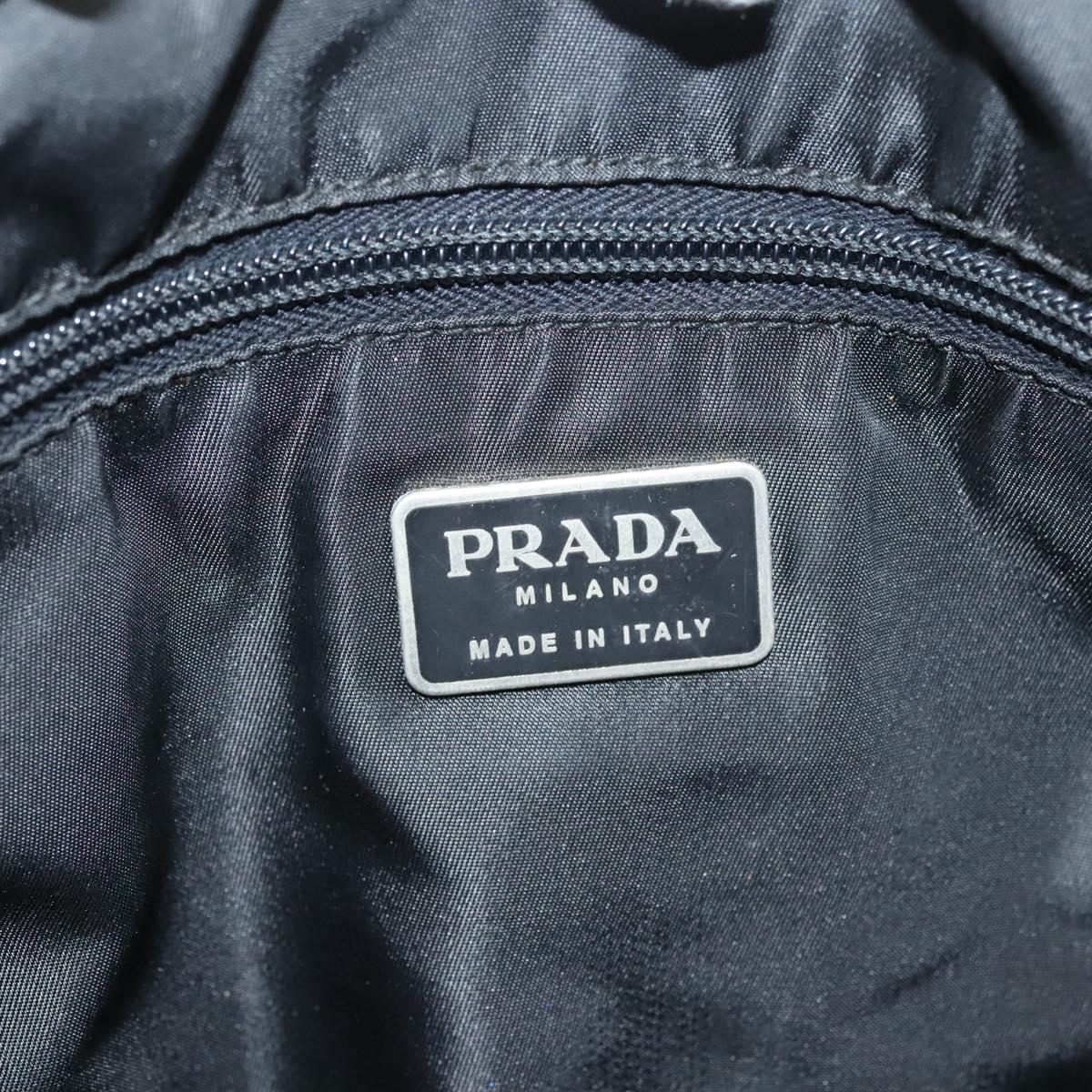 PRADA Hand Bag Nylon Black Silver Auth 116545