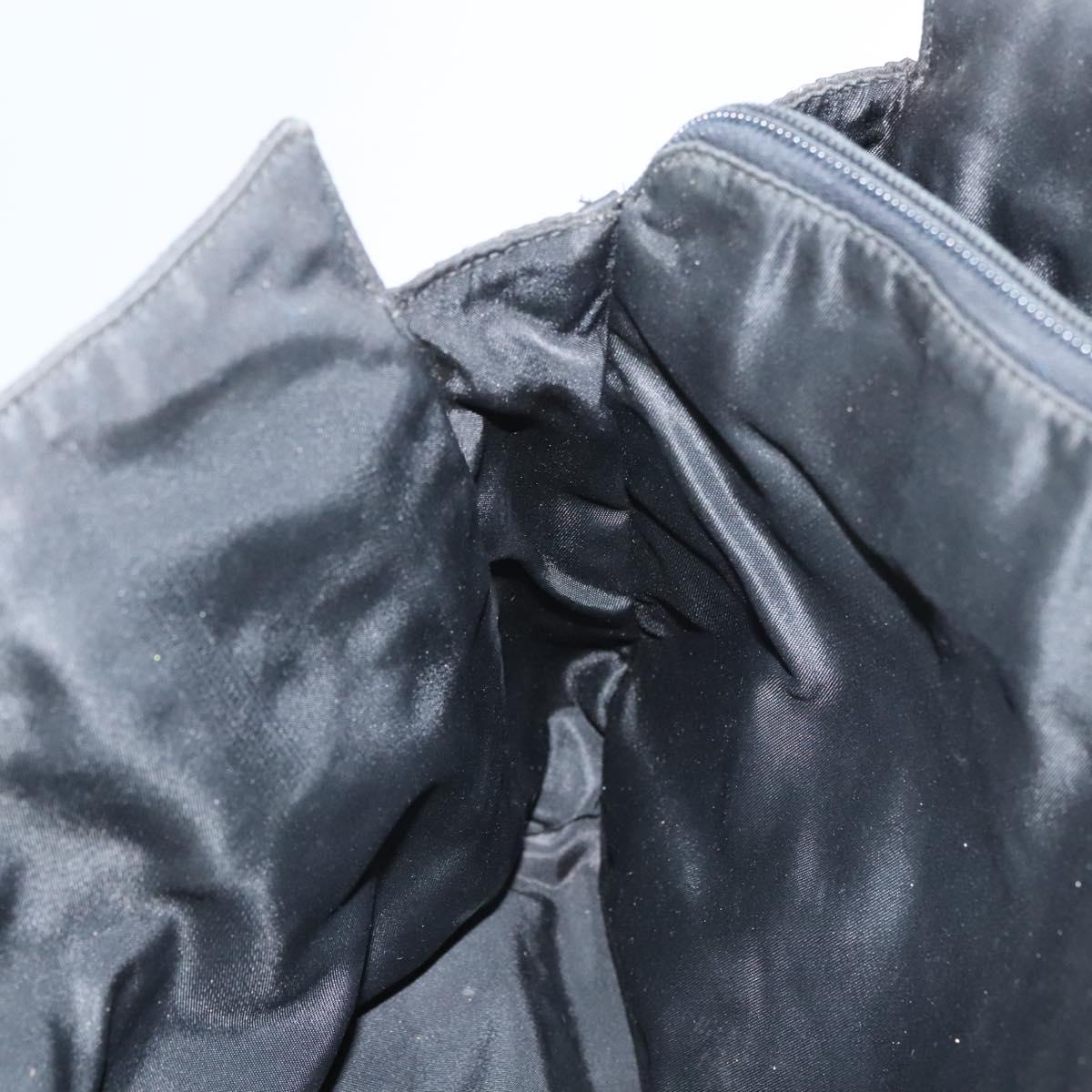 PRADA Hand Bag Nylon Black Silver Auth 116545