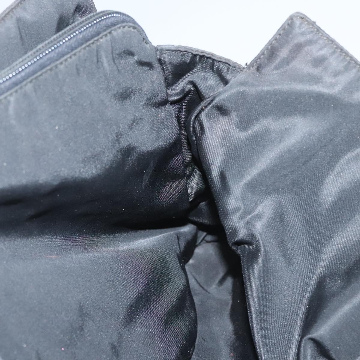 PRADA Hand Bag Nylon Black Silver Auth 116545