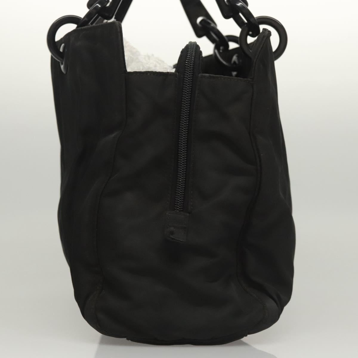 PRADA Hand Bag Nylon Black Silver Auth 116545