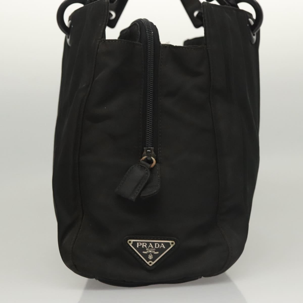 PRADA Hand Bag Nylon Black Silver Auth 116545