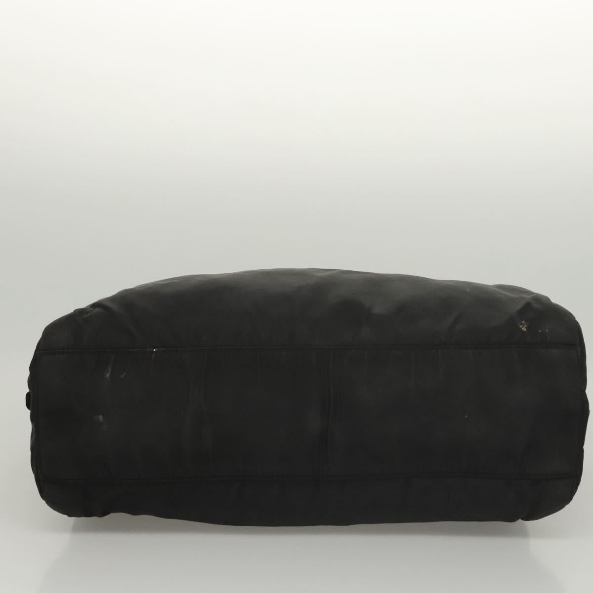 PRADA Hand Bag Nylon Black Silver Auth 116545