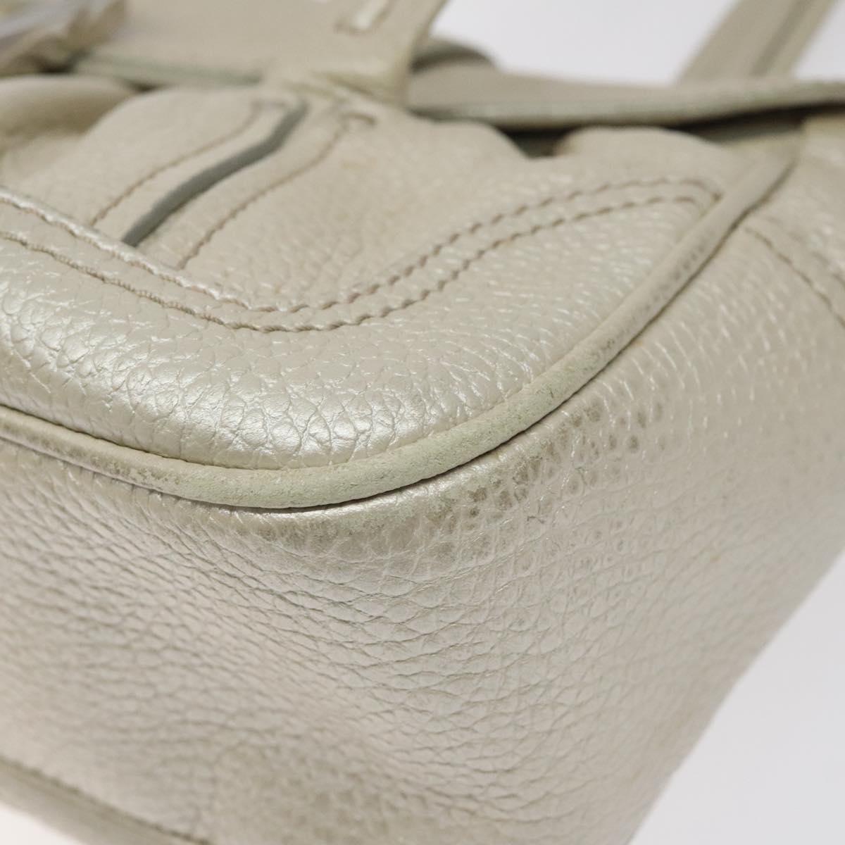 CELINE Hand Bag Leather Silver tone Auth 116558