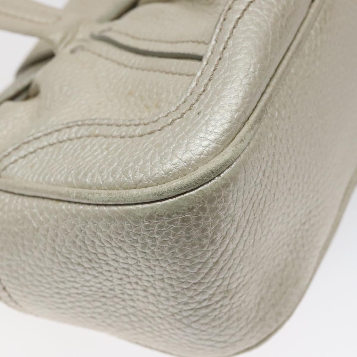 CELINE Hand Bag Leather Silver tone Auth 116558