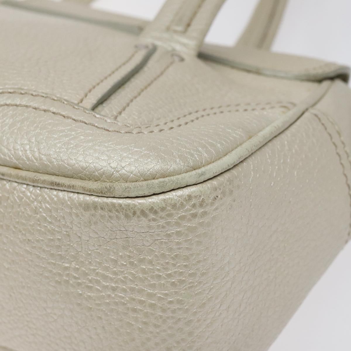 CELINE Hand Bag Leather Silver tone Auth 116558