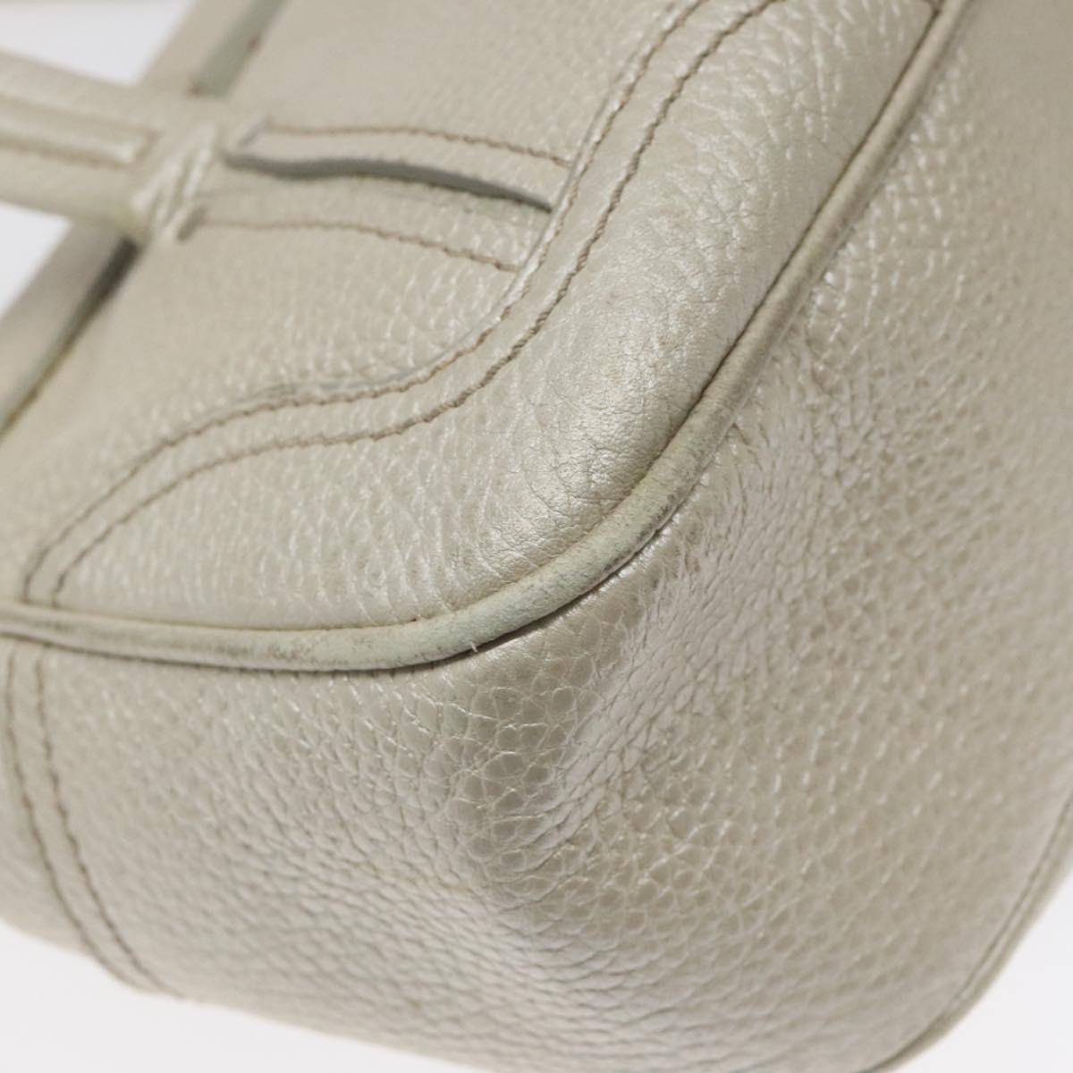 CELINE Hand Bag Leather Silver tone Auth 116558