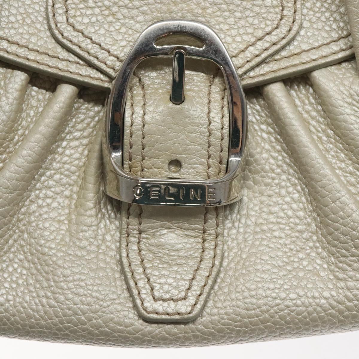 CELINE Hand Bag Leather Silver tone Auth 116558