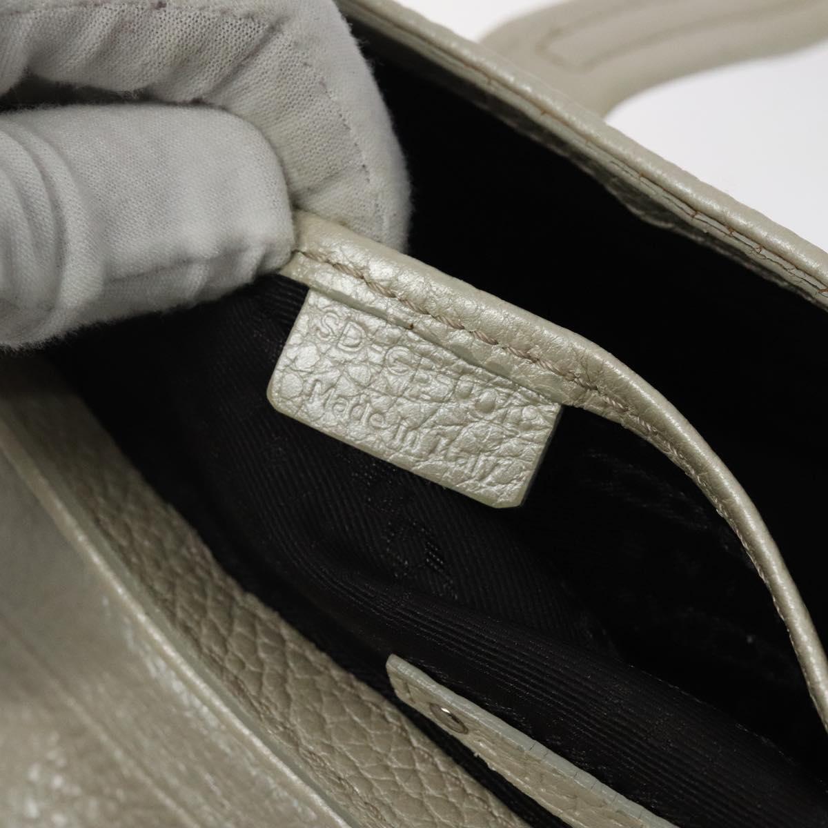 CELINE Hand Bag Leather Silver tone Auth 116558