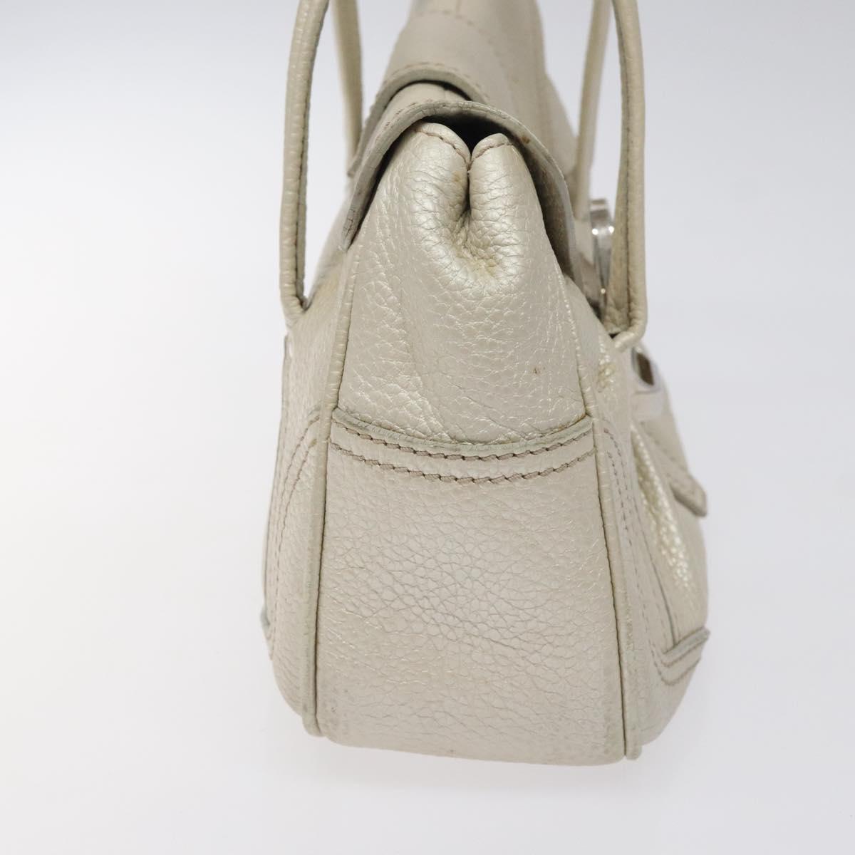 CELINE Hand Bag Leather Silver tone Auth 116558