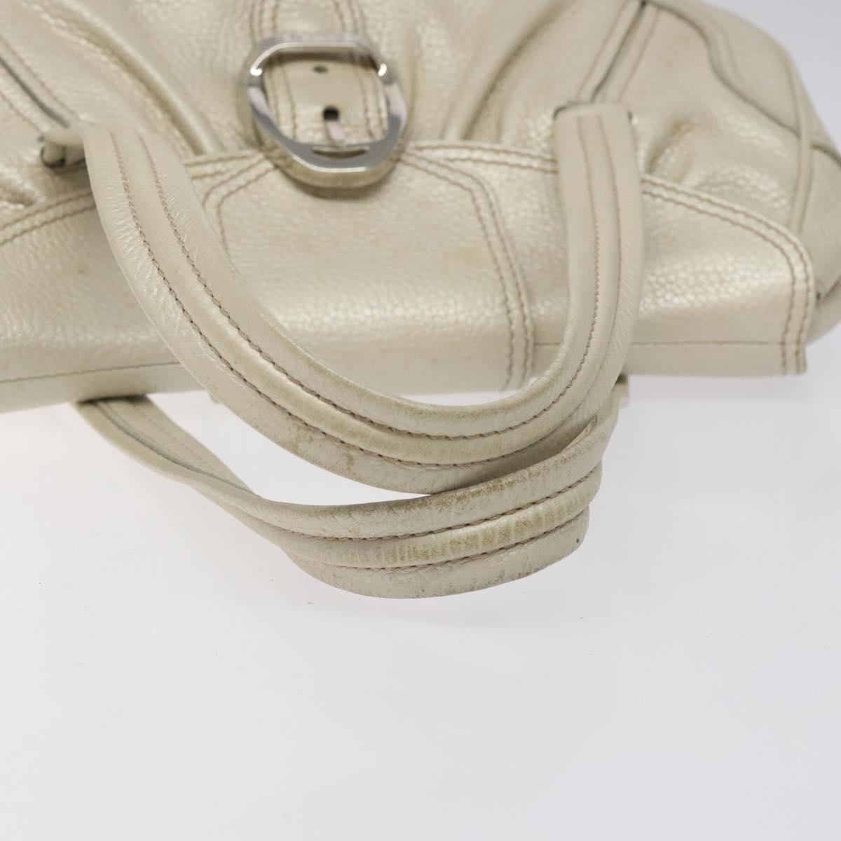 CELINE Hand Bag Leather Silver tone Auth 116558