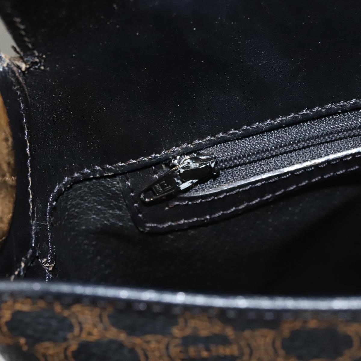 CELINE Macadam Canvas Shoulder Bag PVC Leather Black Gold Auth 116559