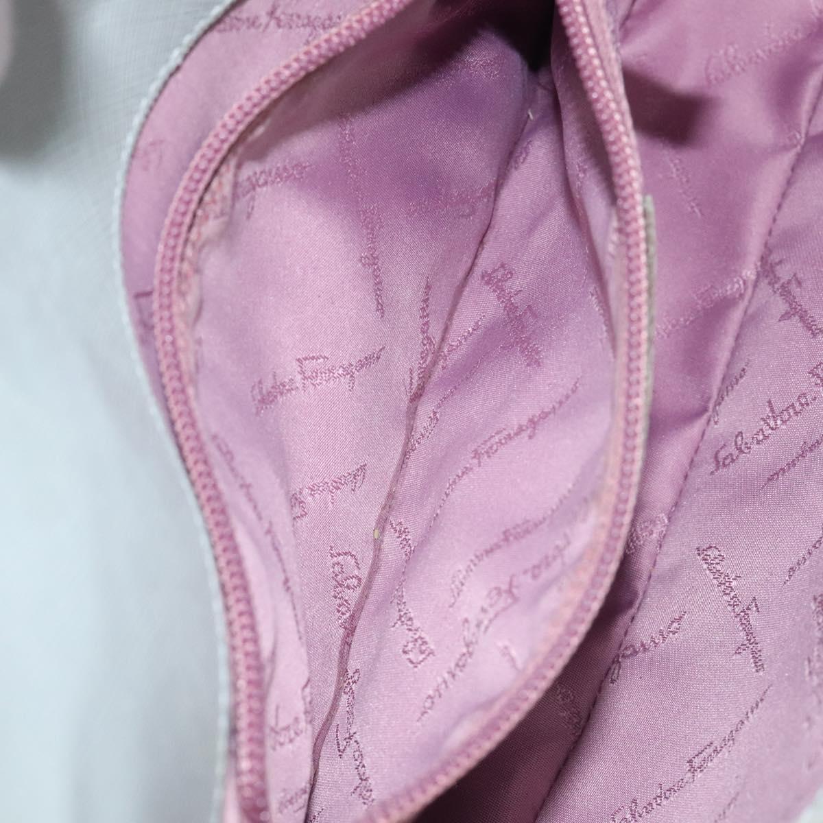 Salvatore Ferragamo Gancini Shoulder Bag Leather Light Blue Silver Auth 116561