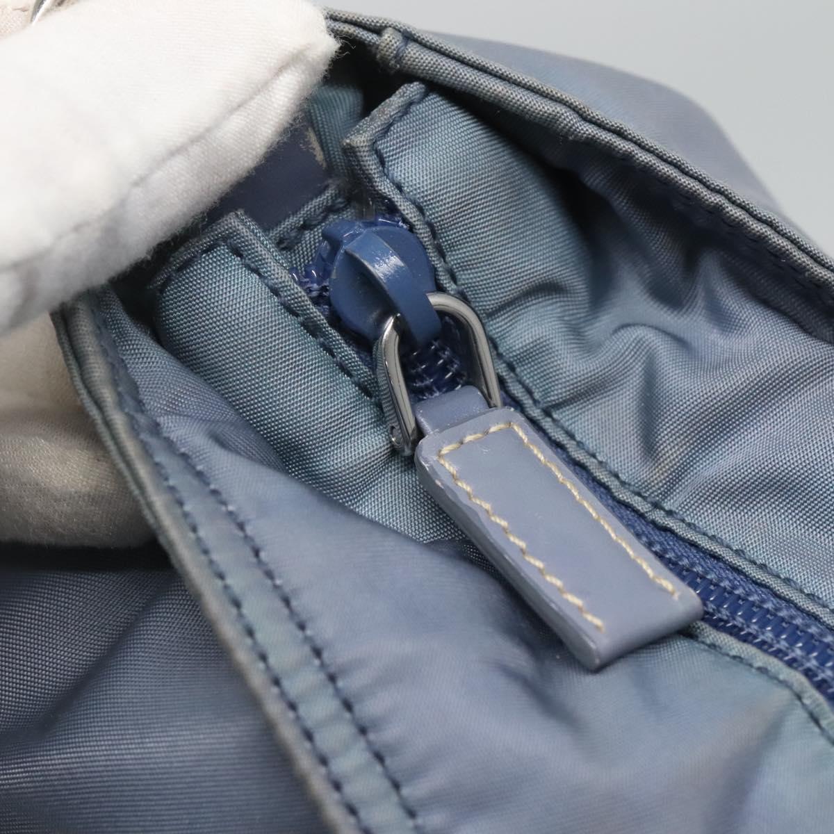 PRADA Tote Bag Nylon 2way Blue Silver Auth 116601