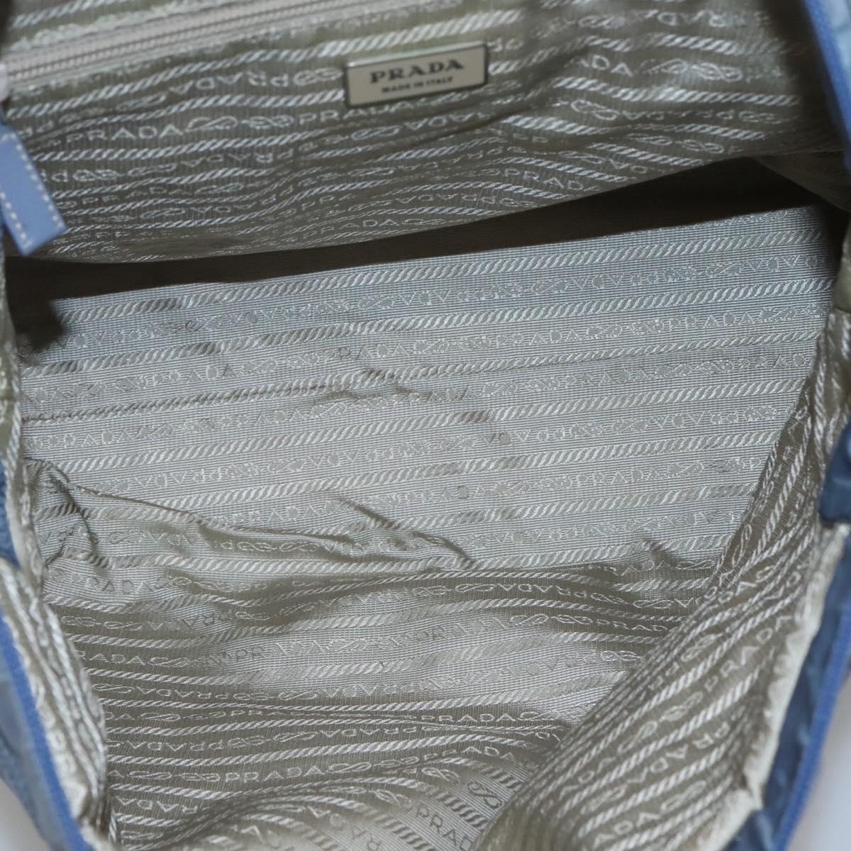 PRADA Tote Bag Nylon 2way Blue Silver Auth 116601