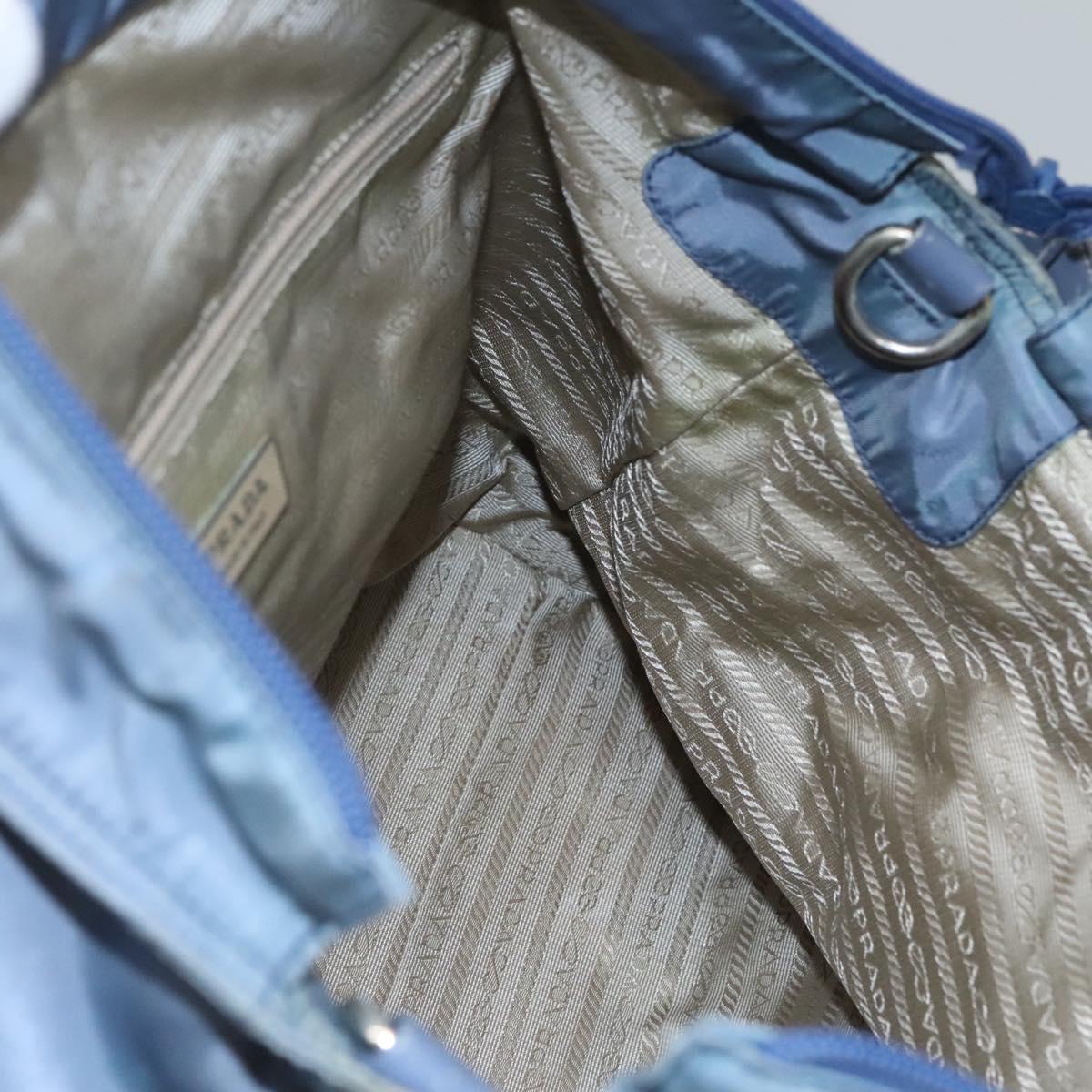 PRADA Tote Bag Nylon 2way Blue Silver Auth 116601