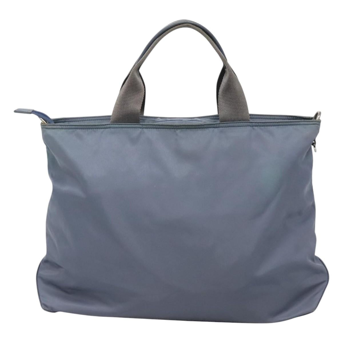 PRADA Tote Bag Nylon 2way Blue Silver Auth 116601