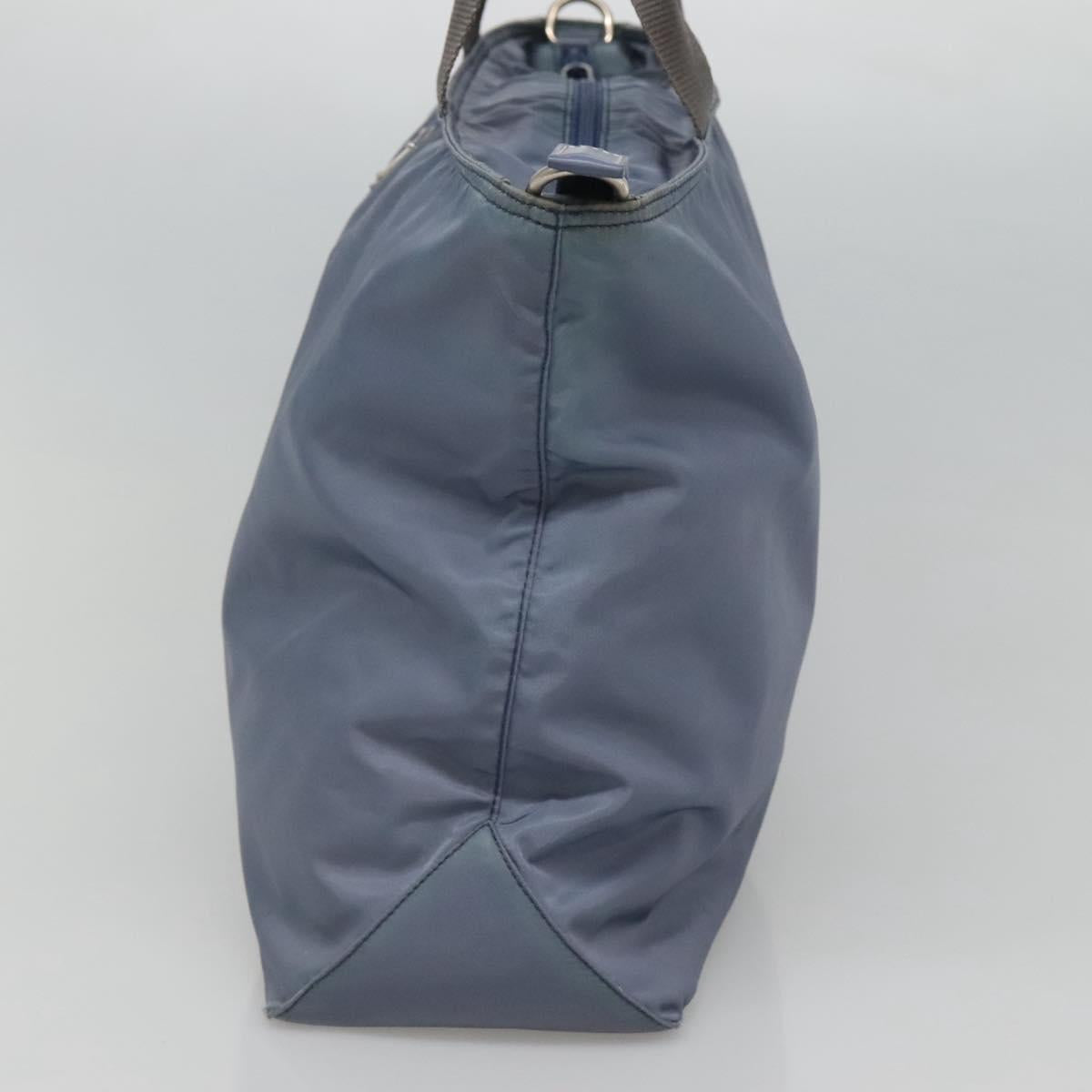 PRADA Tote Bag Nylon 2way Blue Silver Auth 116601