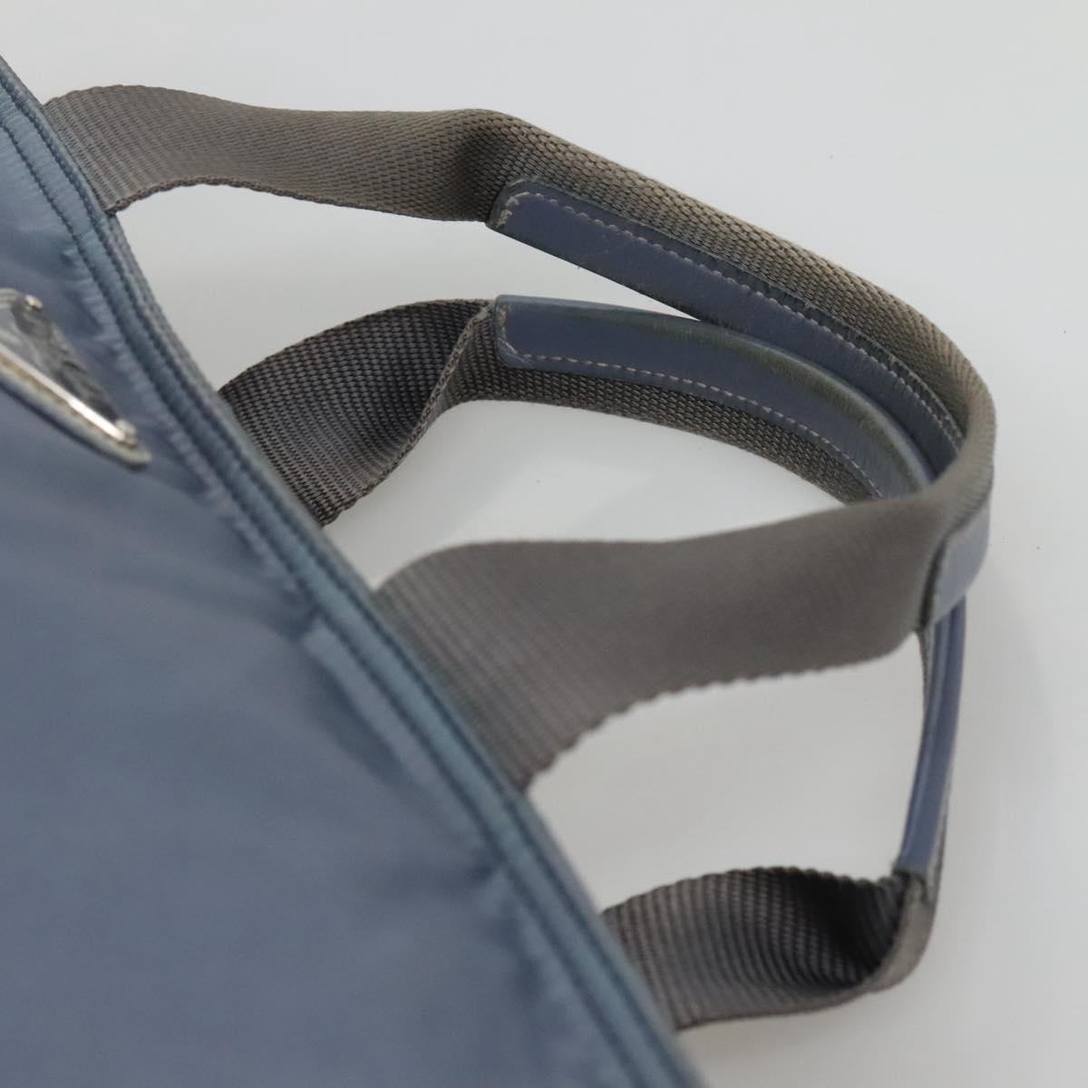 PRADA Tote Bag Nylon 2way Blue Silver Auth 116601