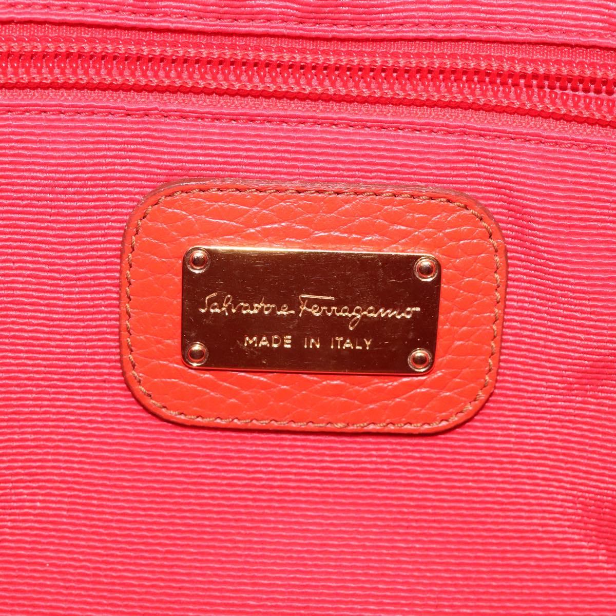 Salvatore Ferragamo Tote Bag Leather Red Gold Auth 116613