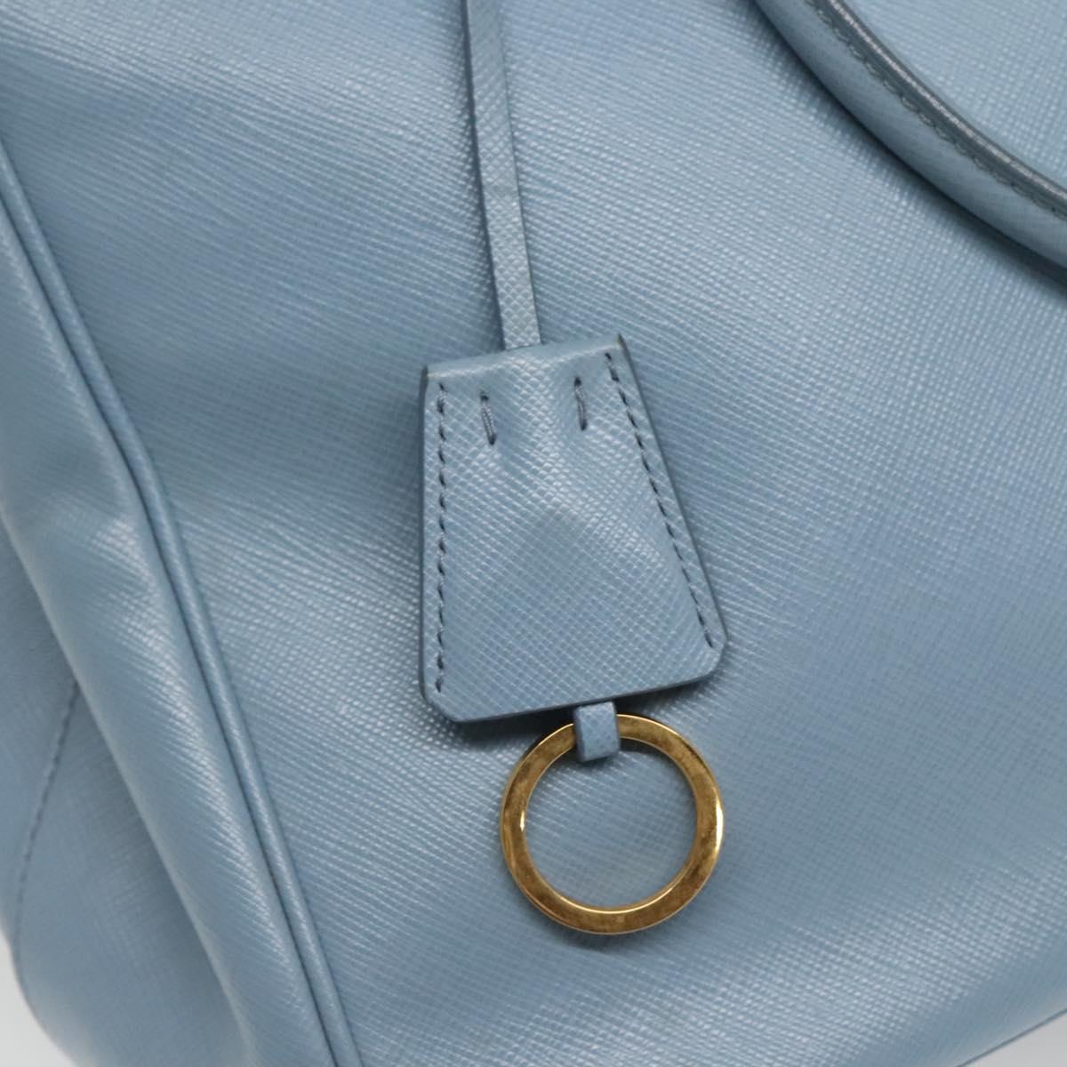 PRADA Saffiano Leather Hand Bag 2way Blue Gold Auth 116624