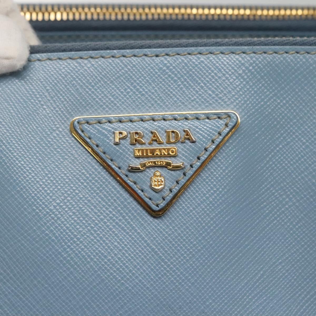 PRADA Saffiano Leather Hand Bag 2way Blue Gold Auth 116624