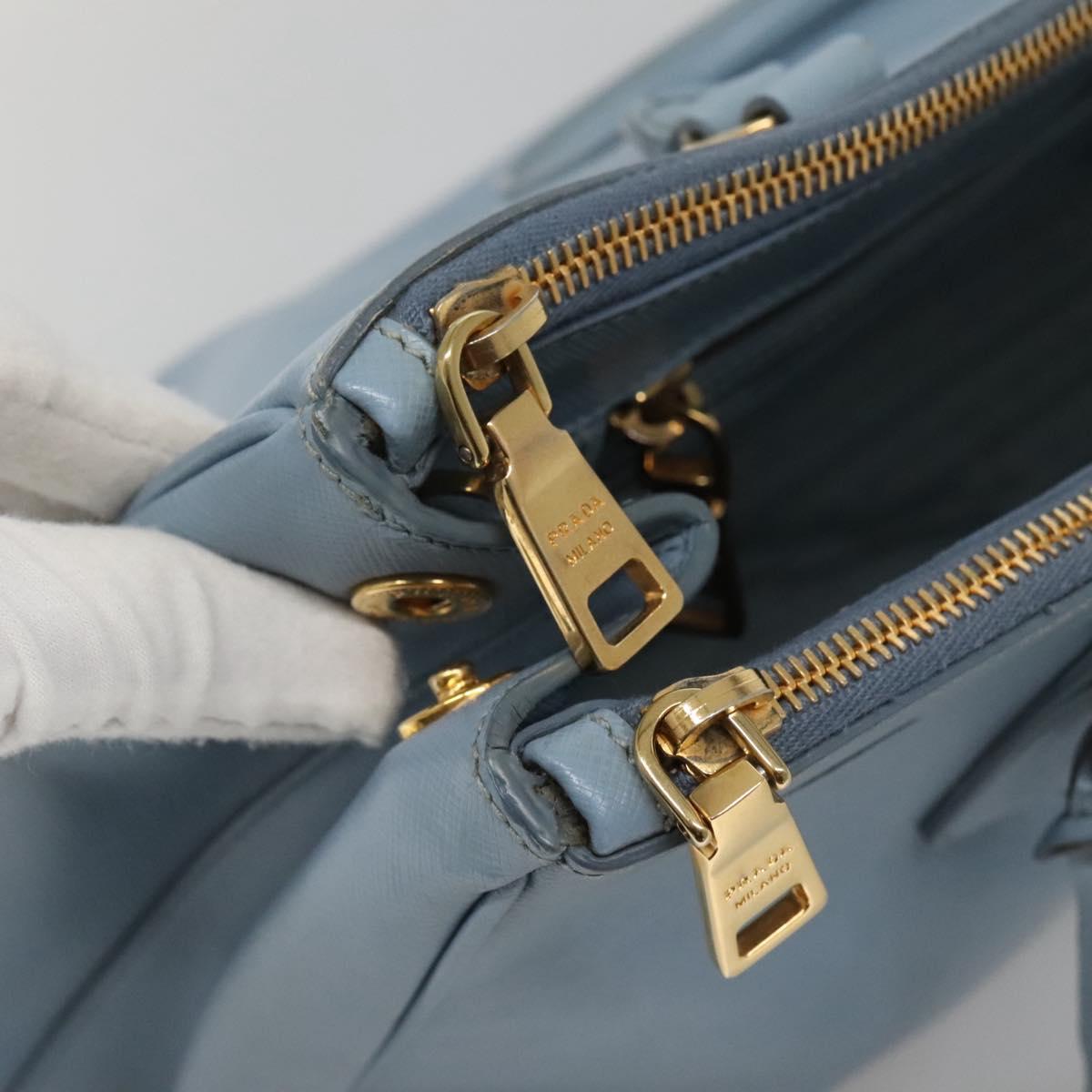 PRADA Saffiano Leather Hand Bag 2way Blue Gold Auth 116624