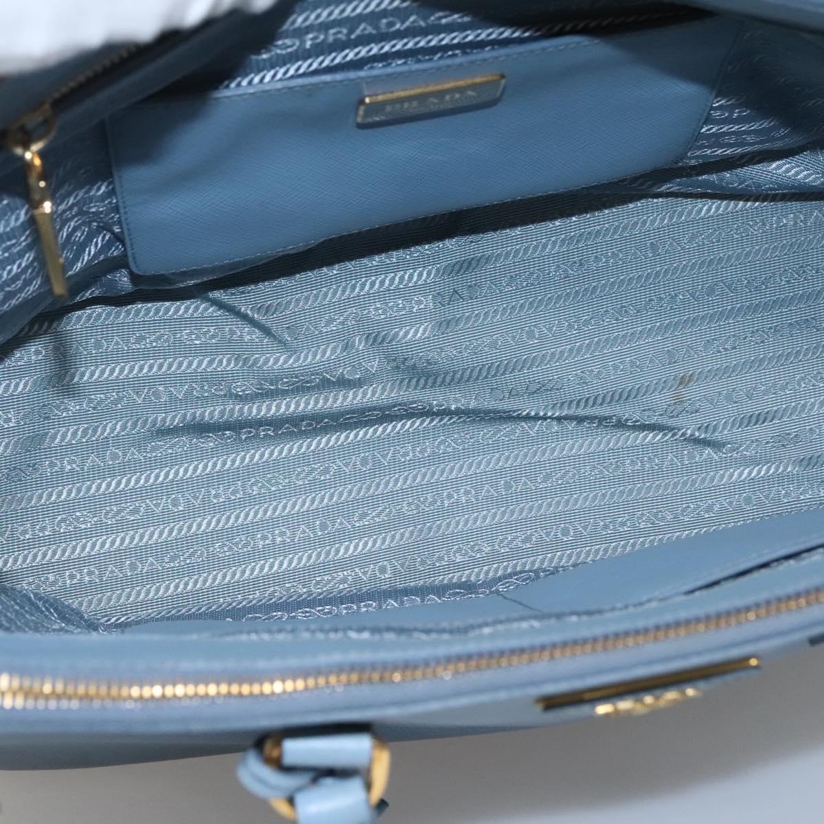 PRADA Saffiano Leather Hand Bag 2way Blue Gold Auth 116624