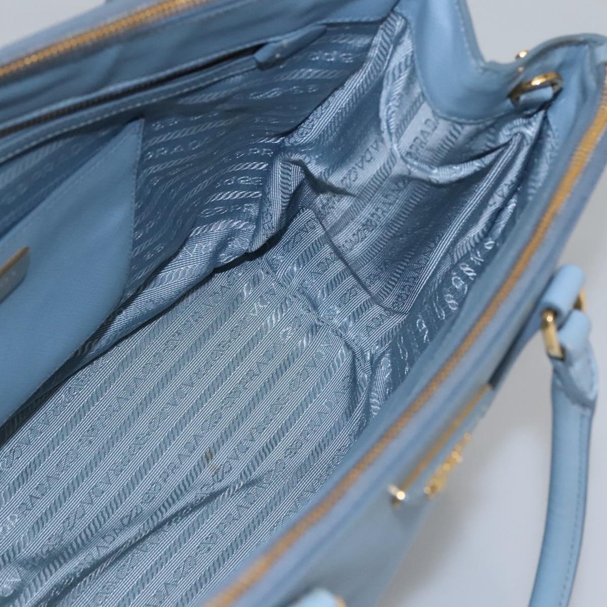PRADA Saffiano Leather Hand Bag 2way Blue Gold Auth 116624