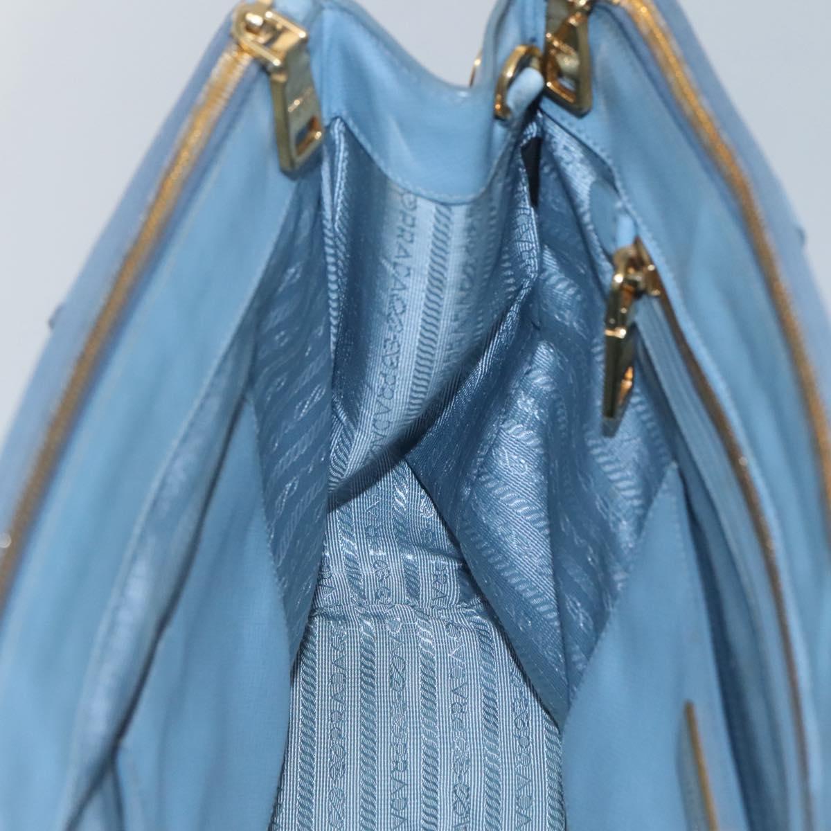 PRADA Saffiano Leather Hand Bag 2way Blue Gold Auth 116624