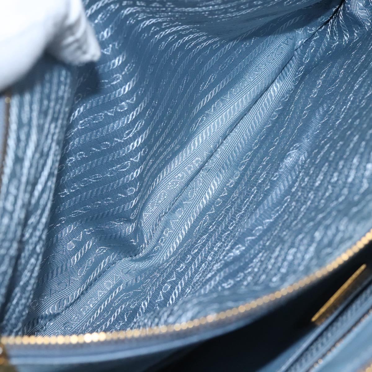 PRADA Saffiano Leather Hand Bag 2way Blue Gold Auth 116624