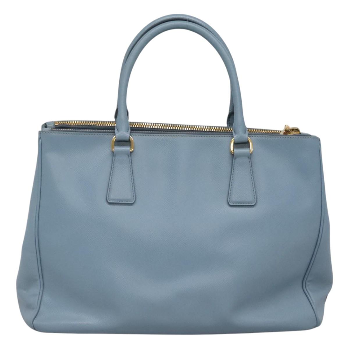 PRADA Saffiano Leather Hand Bag 2way Blue Gold Auth 116624