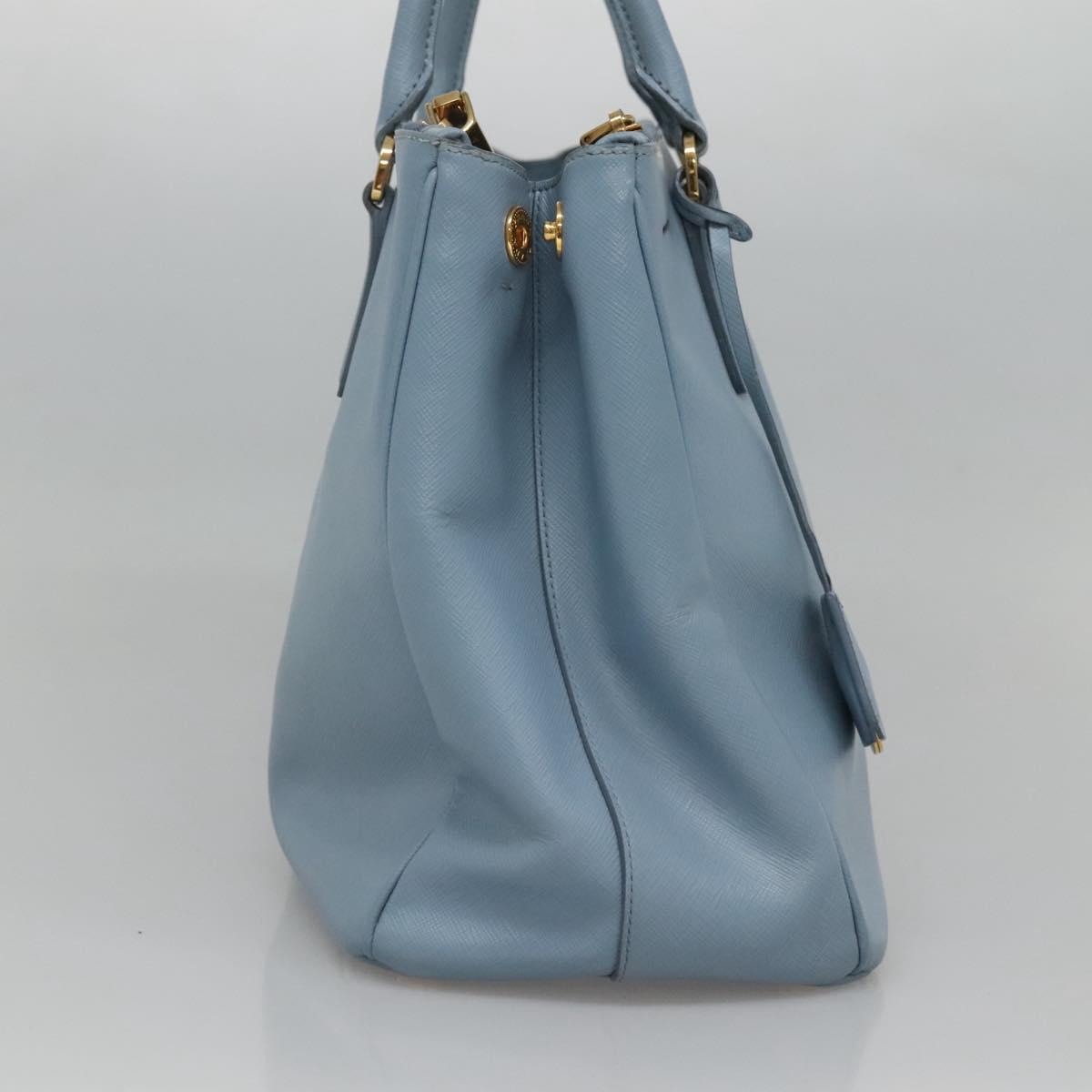 PRADA Saffiano Leather Hand Bag 2way Blue Gold Auth 116624