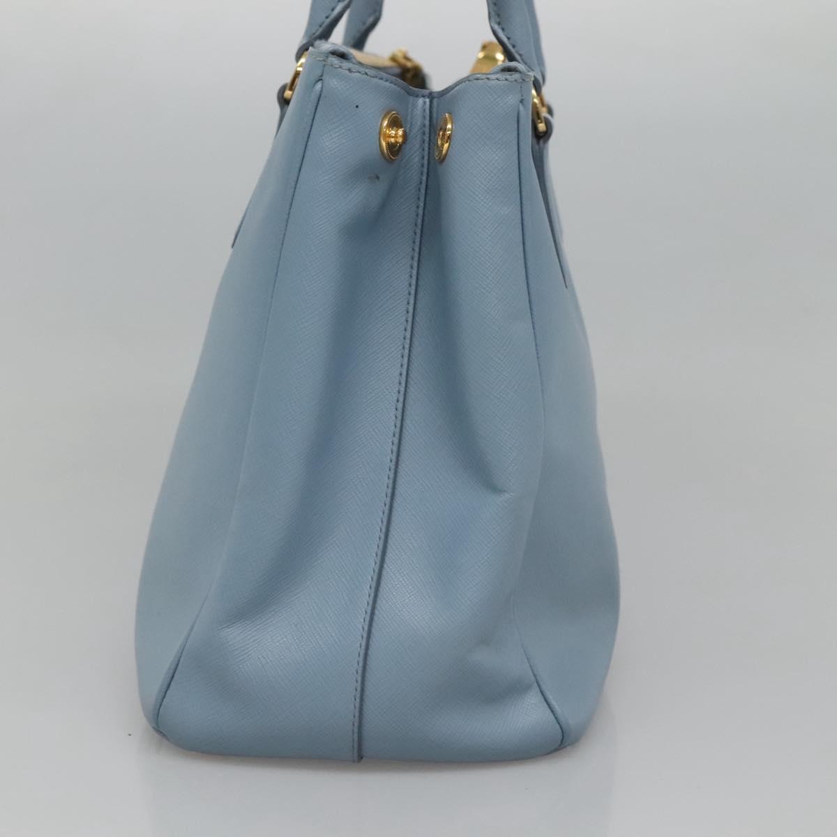 PRADA Saffiano Leather Hand Bag 2way Blue Gold Auth 116624