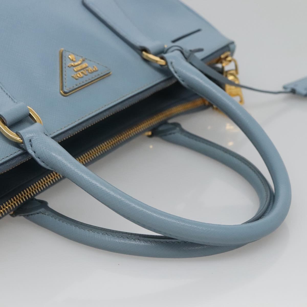 PRADA Saffiano Leather Hand Bag 2way Blue Gold Auth 116624