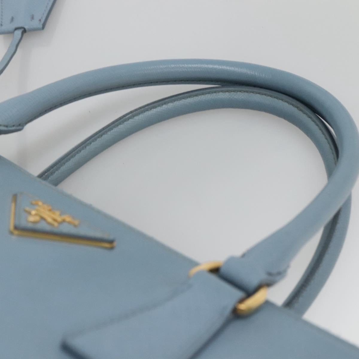 PRADA Saffiano Leather Hand Bag 2way Blue Gold Auth 116624