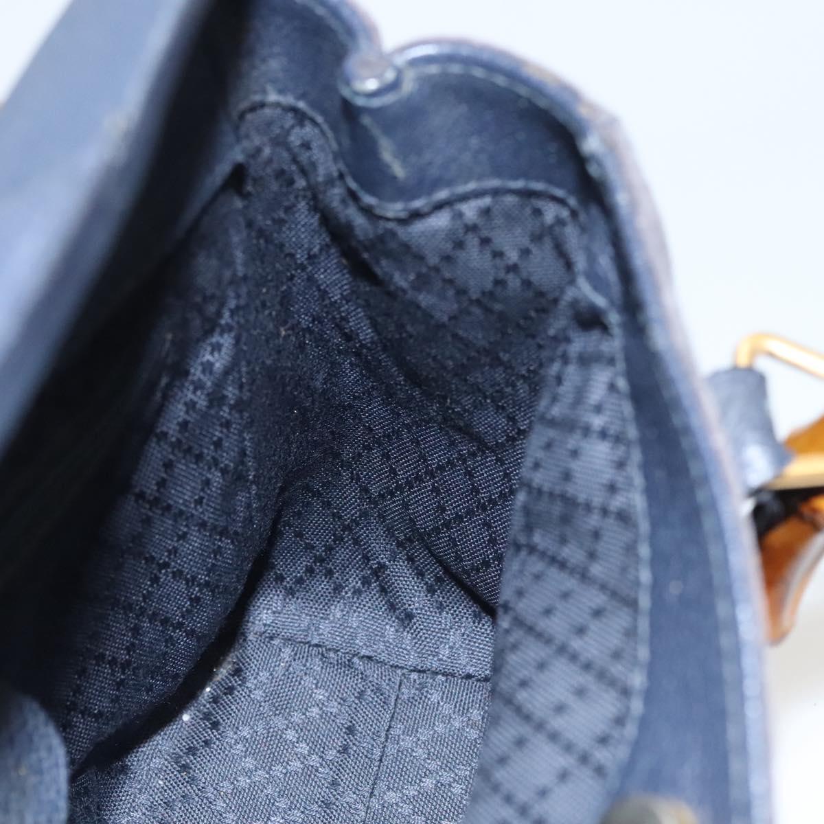 GUCCI Bamboo Hand Bag Suede 2way Navy Gold 000 123 0316 Auth 116684