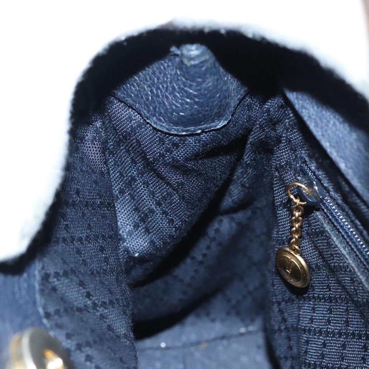 GUCCI Bamboo Hand Bag Suede 2way Navy Gold 000 123 0316 Auth 116684