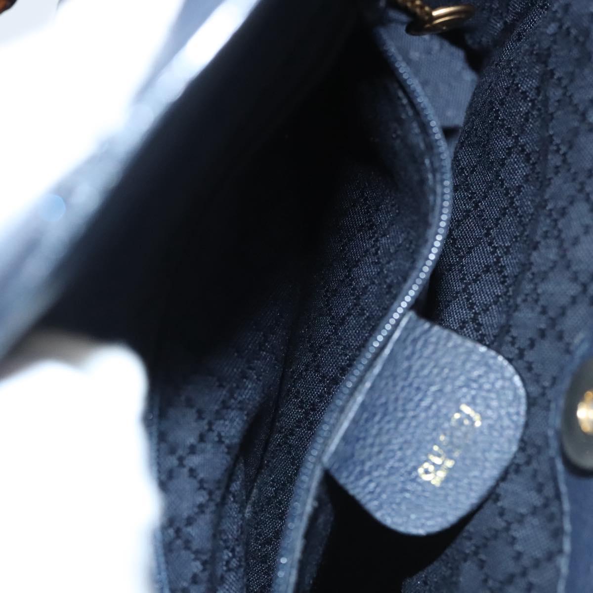 GUCCI Bamboo Hand Bag Suede 2way Navy Gold 000 123 0316 Auth 116684
