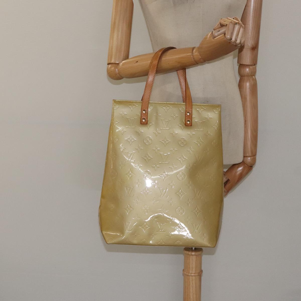 LOUIS VUITTON Monogram Vernis Reade MM Hand Bag Beige M91141 LV Auth 116687