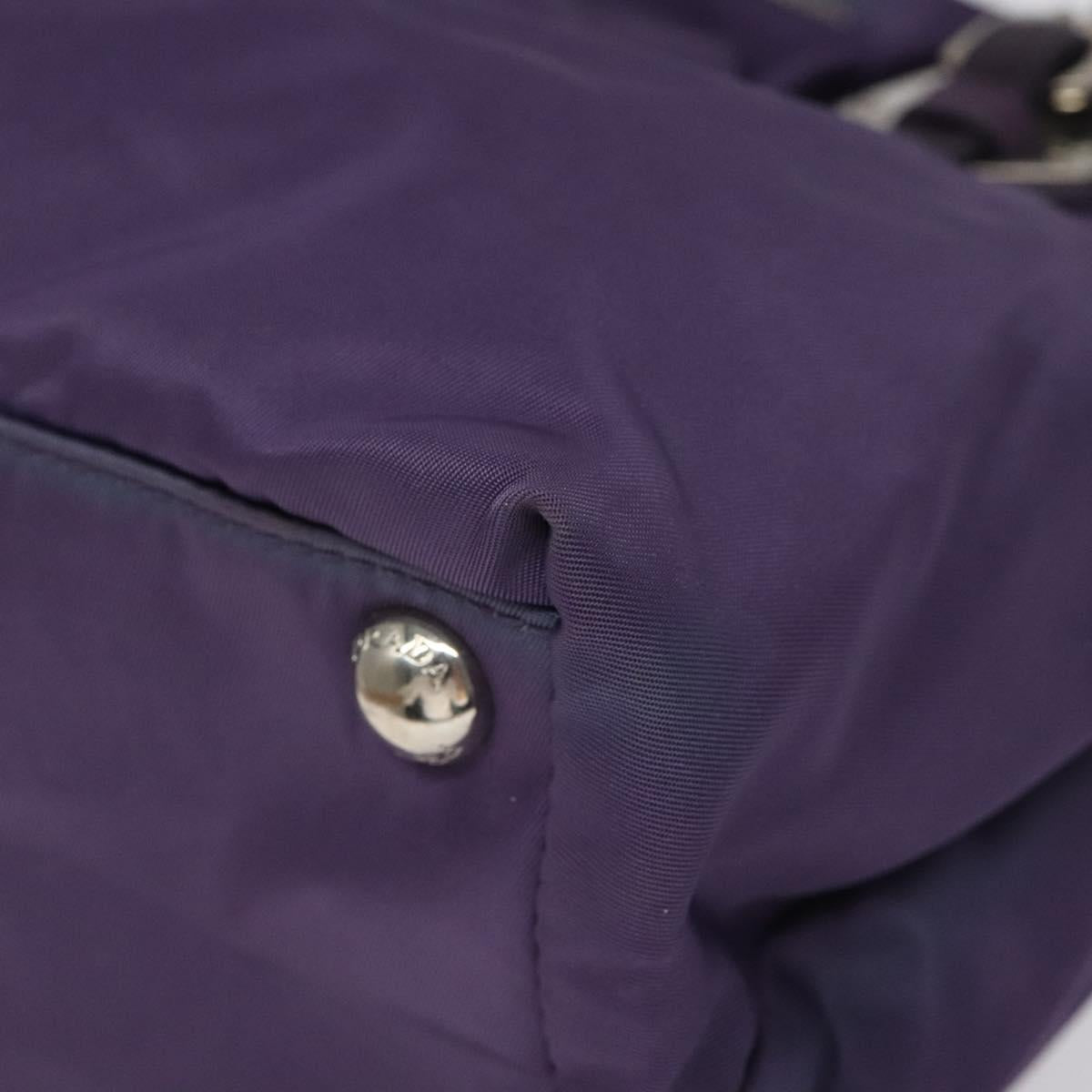 PRADA Hand Bag Nylon Purple Silver Auth 116704