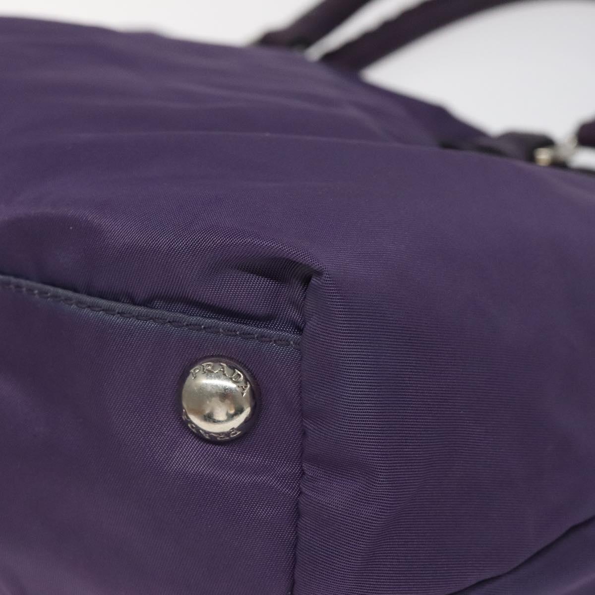 PRADA Hand Bag Nylon Purple Silver Auth 116704