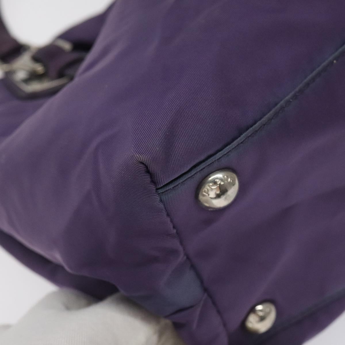 PRADA Hand Bag Nylon Purple Silver Auth 116704