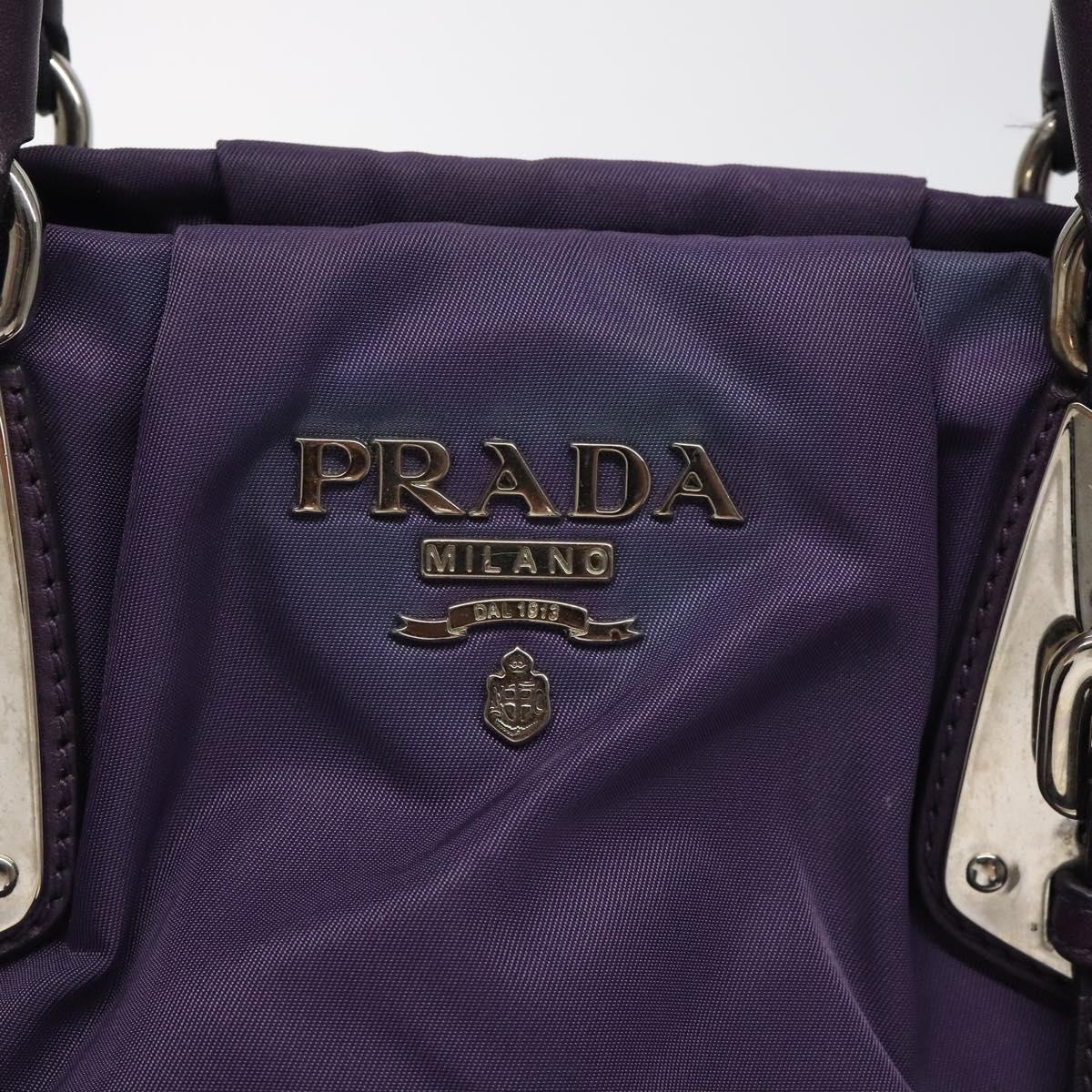 PRADA Hand Bag Nylon Purple Silver Auth 116704