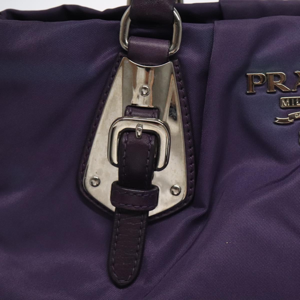 PRADA Hand Bag Nylon Purple Silver Auth 116704