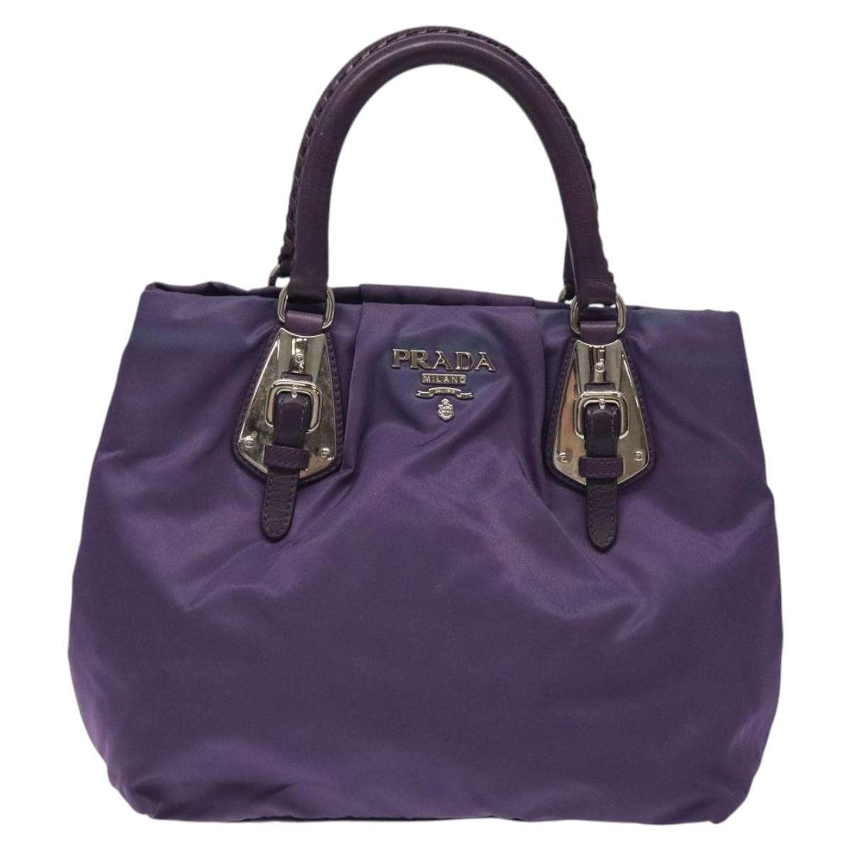 PRADA Hand Bag Nylon Purple Silver Auth 116704