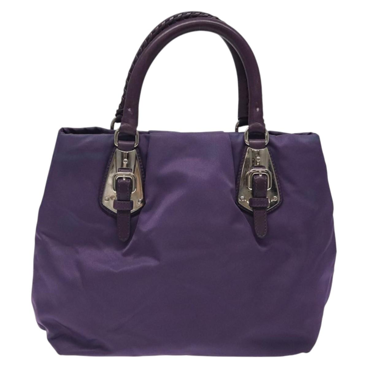 PRADA Hand Bag Nylon Purple Silver Auth 116704