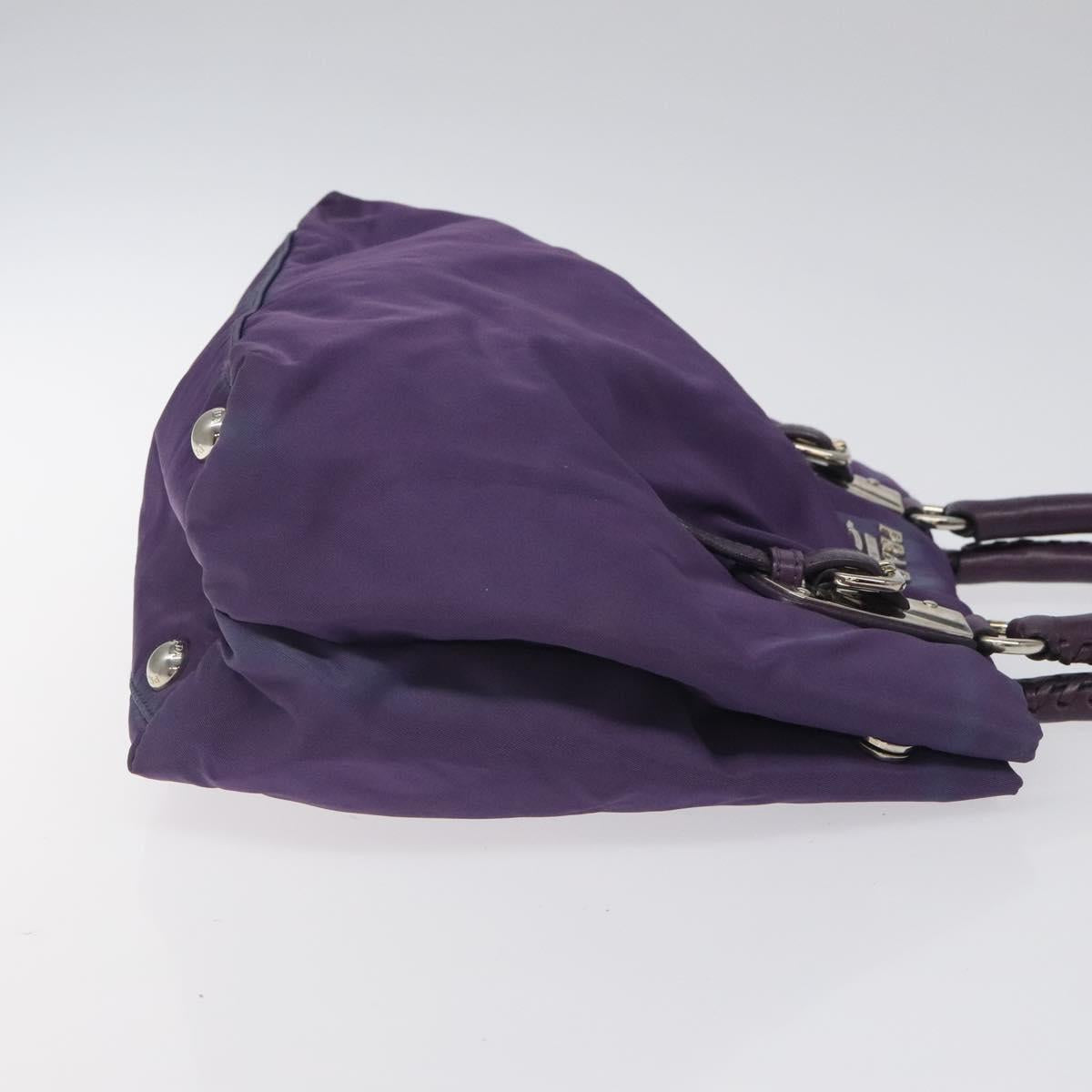 PRADA Hand Bag Nylon Purple Silver Auth 116704